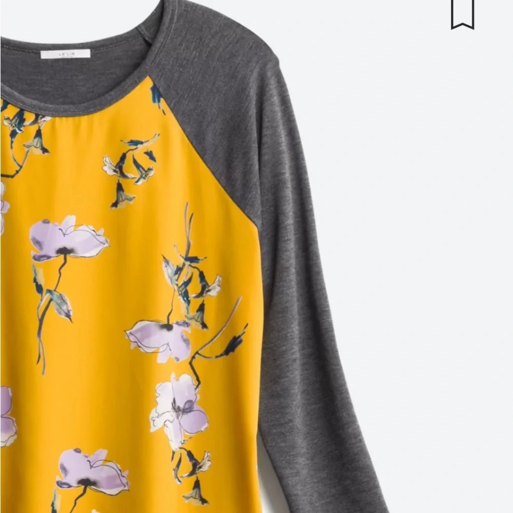 Mixed Material Long Sleeve Top - Picture 2 of 3